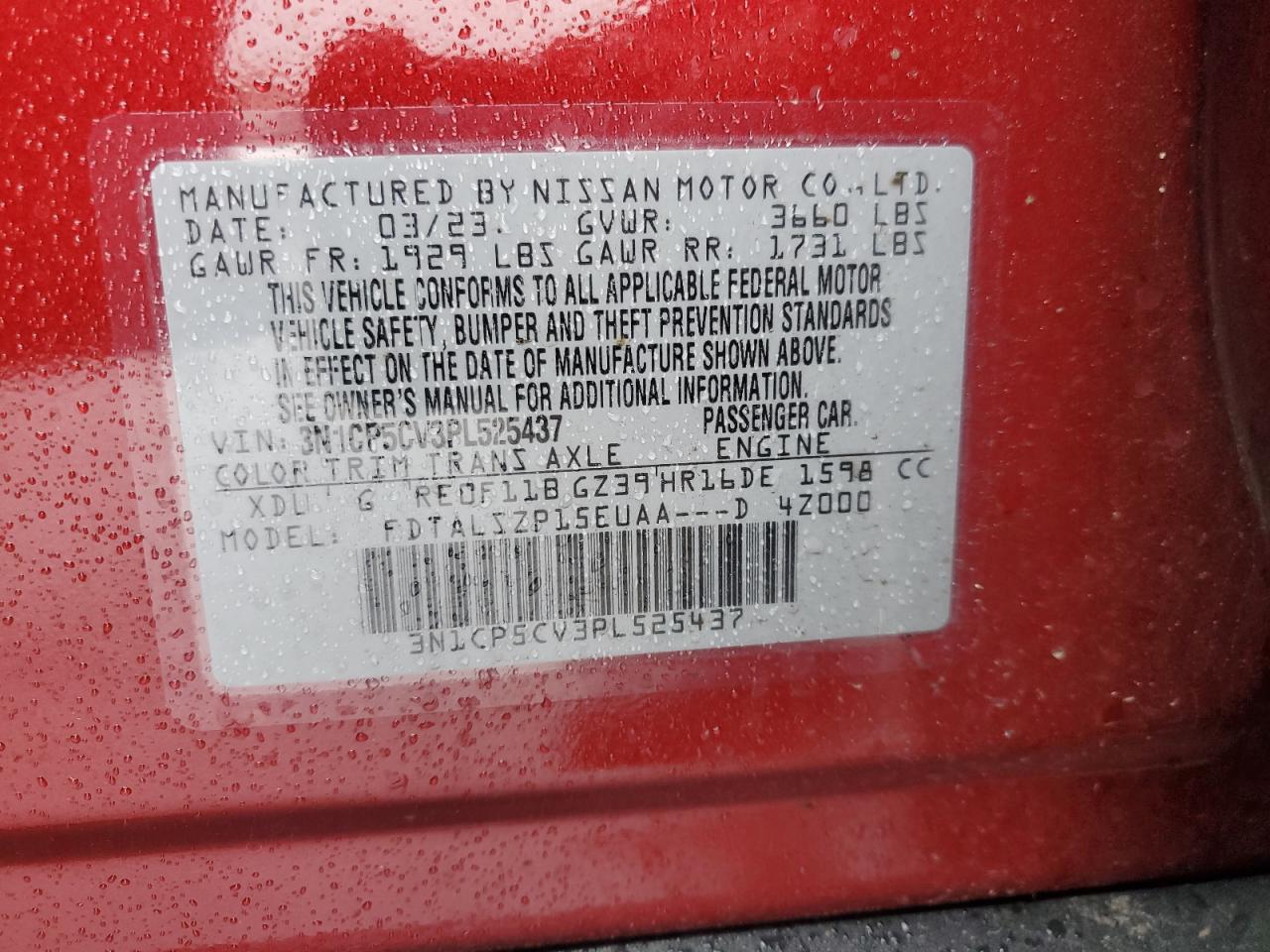 2023 Nissan Kicks Sv VIN: 3N1CP5CV3PL525437 Lot: 82469375