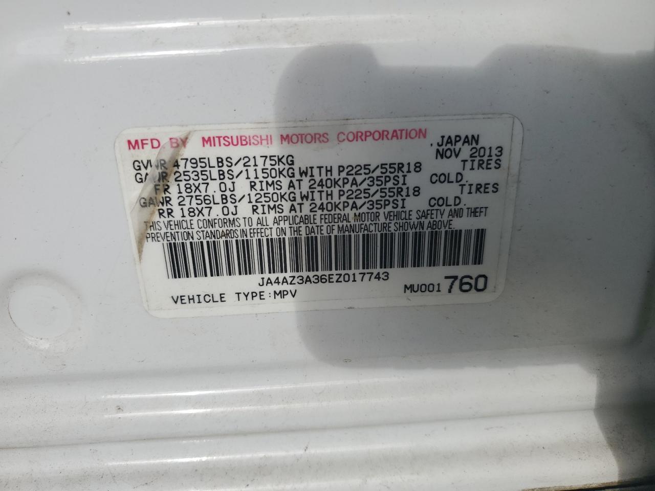 2014 Mitsubishi Outlander Se VIN: JA4AZ3A36EZ017743 Lot: 82334695