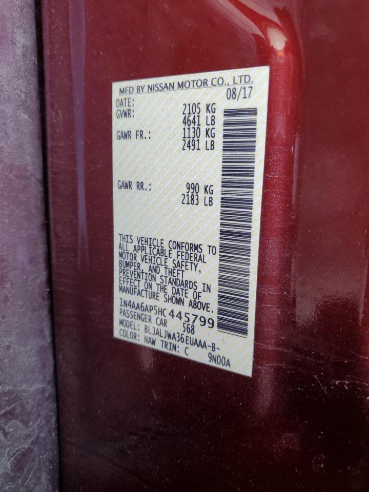 2017 Nissan Maxima 3.5S VIN: 1N4AA6AP5HC445799 Lot: 86102525