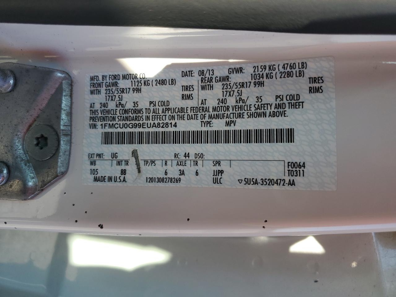 2014 Ford Escape Se VIN: 1FMCU0G99EUA82814 Lot: 90678195