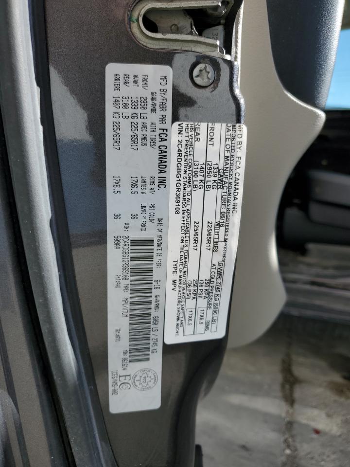 2016 Dodge Grand Caravan Se VIN: 2C4RDGBG1GR369108 Lot: 84484345