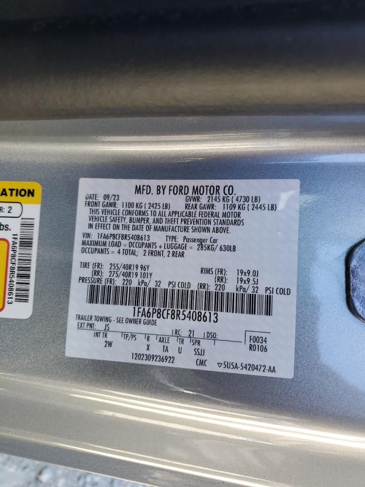 2024 Ford Mustang Gt VIN: 1FA6P8CF8R5408613 Lot: 85147885