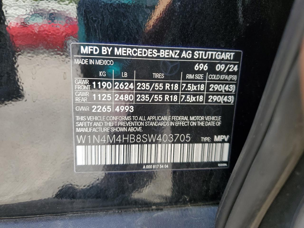 2025 Mercedes-Benz Glb 250 4Matic VIN: W1N4M4HB8SW403705 Lot: 85884715