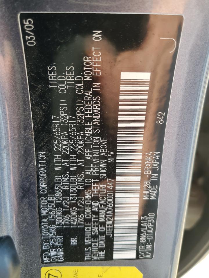 2006 Toyota Highlander Hybrid VIN: JTEEW21A760001447 Lot: 84757575