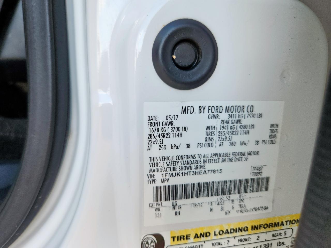 2017 Ford Expedition El Xlt VIN: 1FMJK1HT3HEA77815 Lot: 84557605