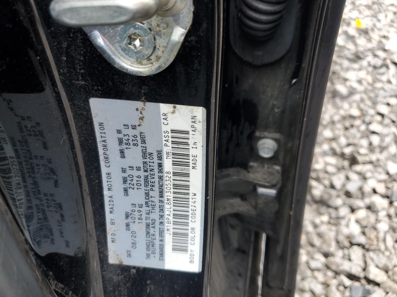 2021 Mazda 3 VIN: JM1BPAJL8M1305328 Lot: 85738125