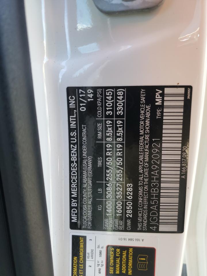 2017 Mercedes-Benz Gle 350 4Matic VIN: 4JGDA5HB3HA920921 Lot: 82195205