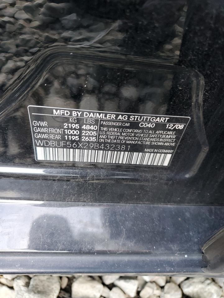 2009 Mercedes-Benz E 350 VIN: WDBUF56X29B432381 Lot: 82211465