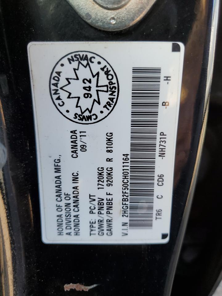 2012 Honda Civic Lx VIN: 2HGFB2F50CH011164 Lot: 85079715