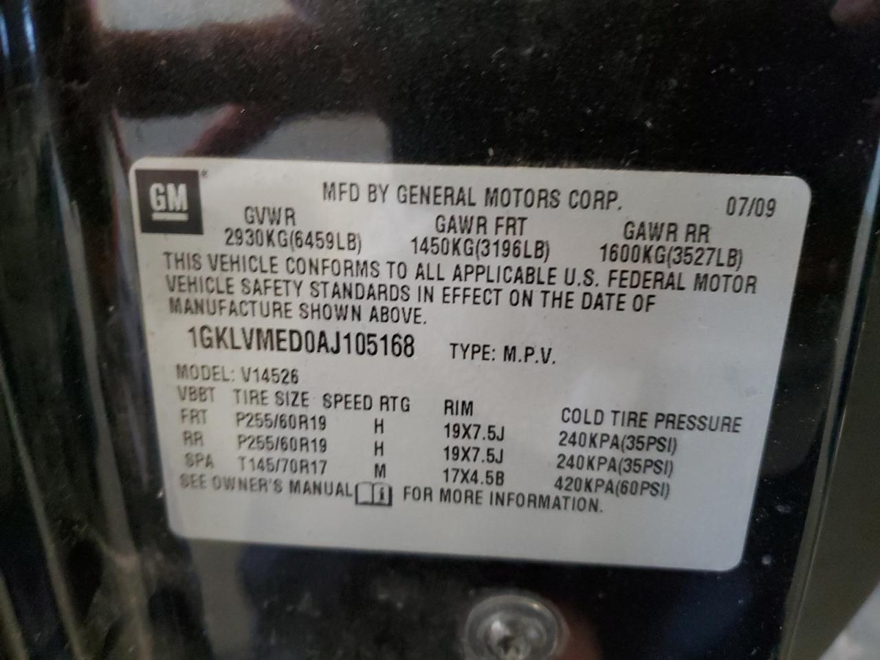 2010 GMC Acadia Slt-1 VIN: 1GKLVMED0AJ105168 Lot: 82259075