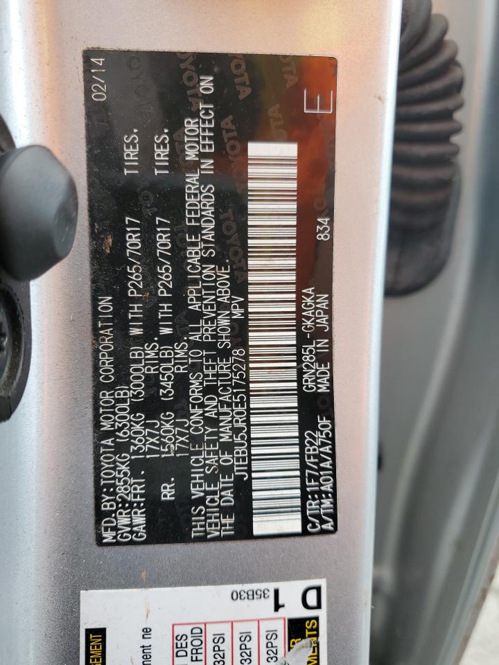 2014 Toyota 4Runner Sr5 VIN: JTEBU5JR0E5175278 Lot: 90542445