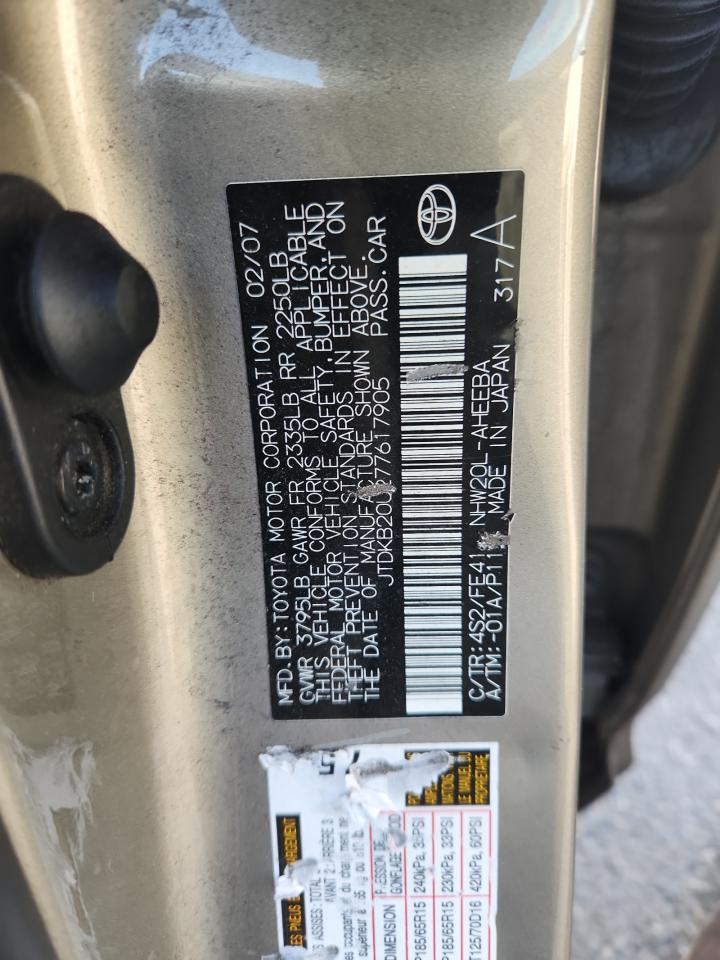 2007 Toyota Prius VIN: JTDKB20U277617905 Lot: 82460425