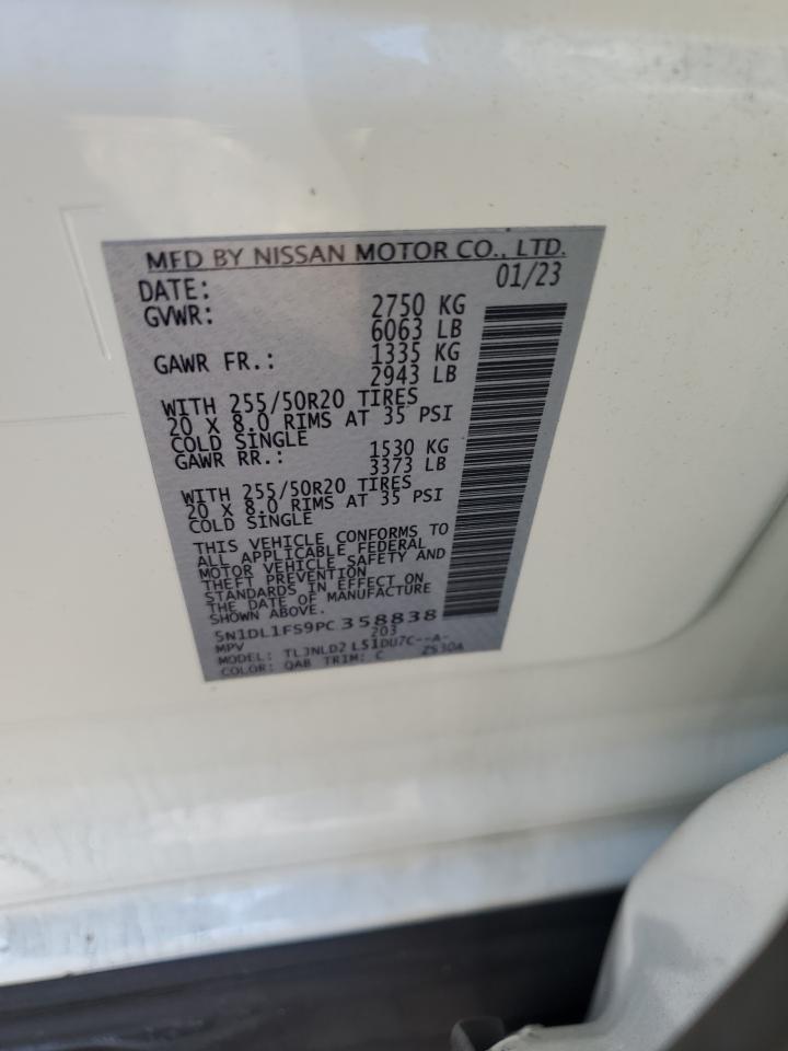 2023 Infiniti Qx60 Luxe VIN: 5N1DL1FS9PC358838 Lot: 90300585