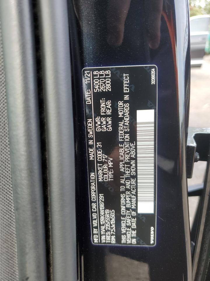 2022 Volvo Xc60 B5 Momentum VIN: YV4L12RK4N1987291 Lot: 86218025