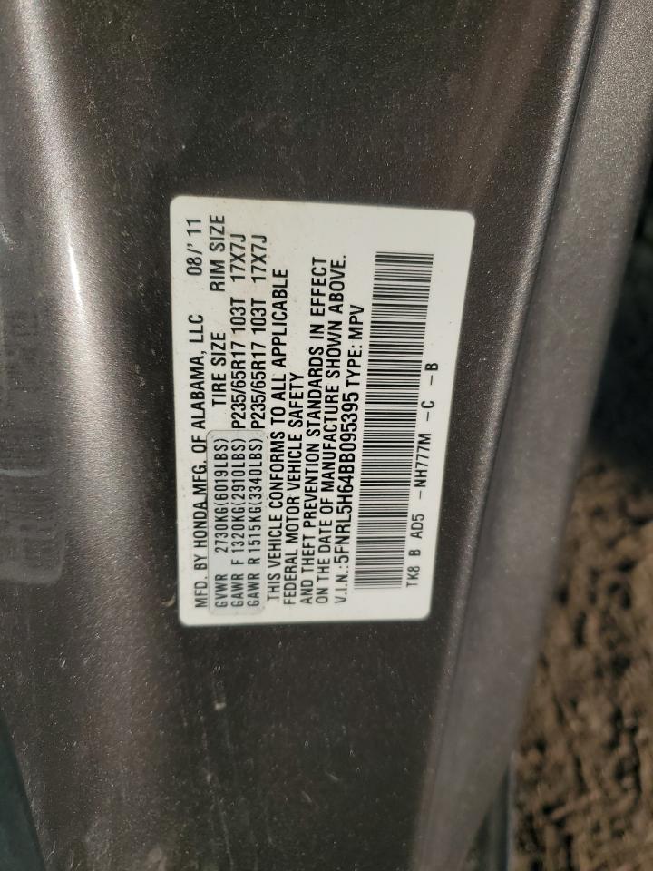 2011 Honda Odyssey Exl VIN: 5FNRL5H64BB095395 Lot: 84901345