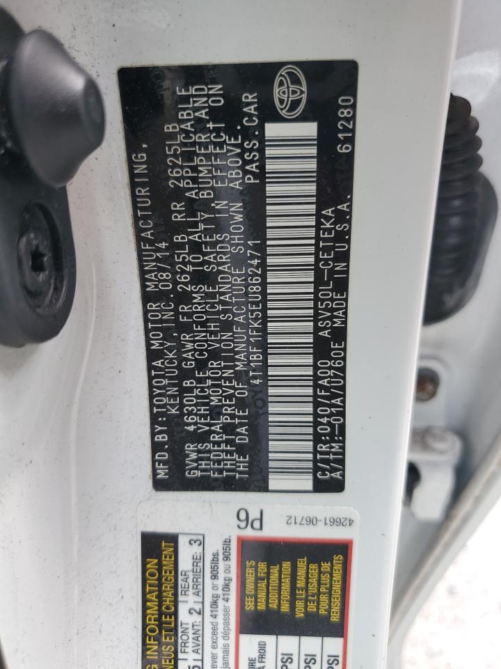 2014 Toyota Camry L VIN: 4T1BF1FK5EU862471 Lot: 85884775