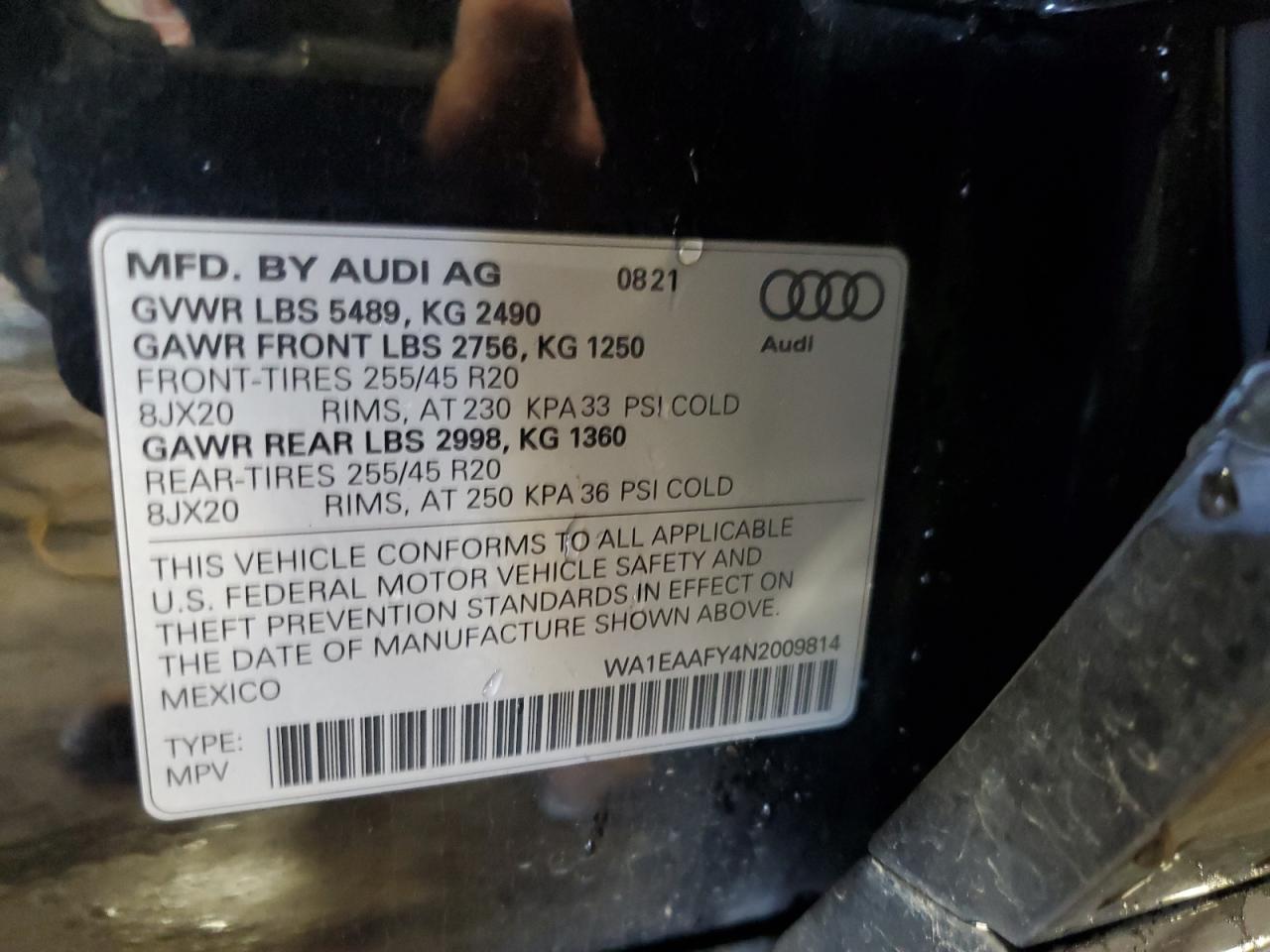 2022 Audi Q5 Premium Plus 45 VIN: WA1EAAFY4N2009814 Lot: 91189535