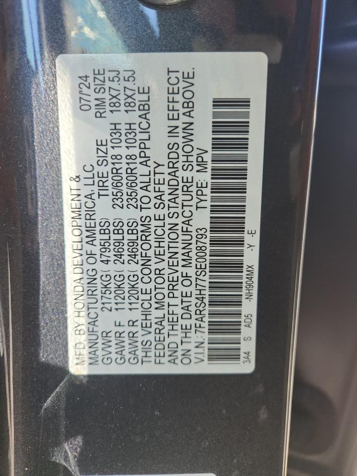 2025 Honda Cr-V Exl VIN: 7FARS4H77SE008793 Lot: 85362875