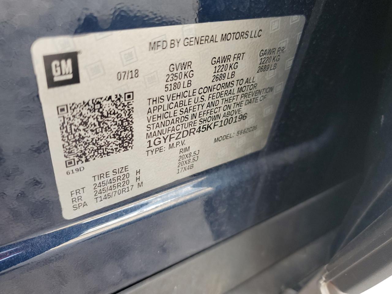 2019 Cadillac Xt4 Premium Luxury VIN: 1GYFZDR45KF100196 Lot: 85552795