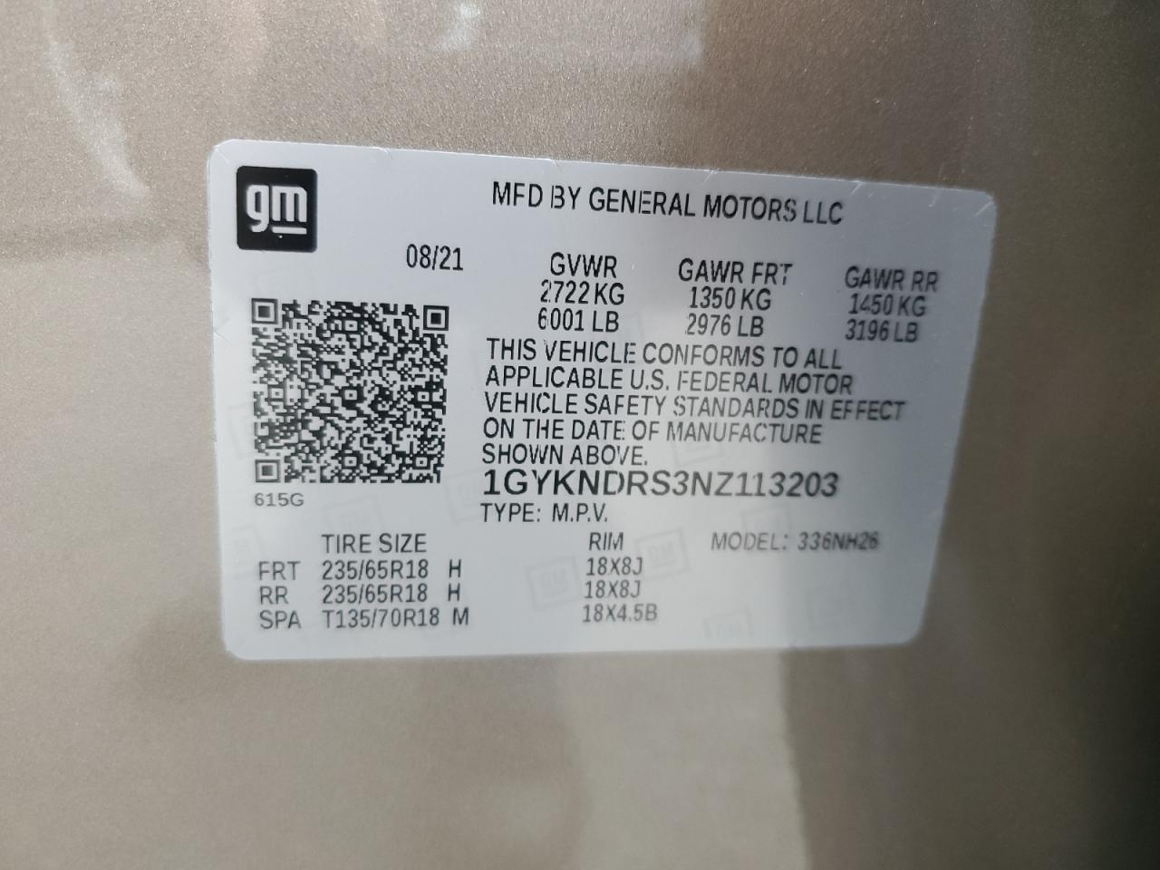 2022 Cadillac Xt5 Premium Luxury VIN: 1GYKNDRS3NZ113203 Lot: 86308275