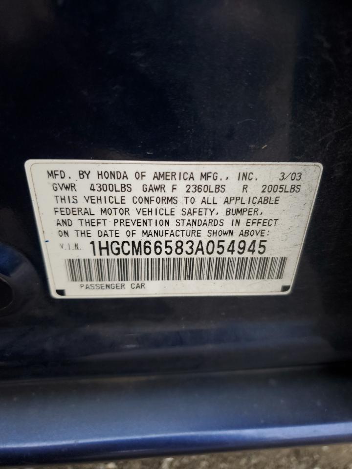 2003 Honda Accord Ex VIN: 1HGCM66583A054945 Lot: 85154505