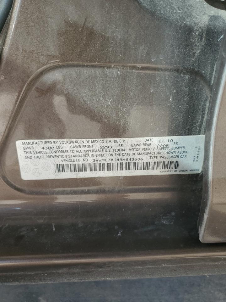 2011 Volkswagen Jetta Tdi VIN: 3VWML7AJ4BM643506 Lot: 81990535