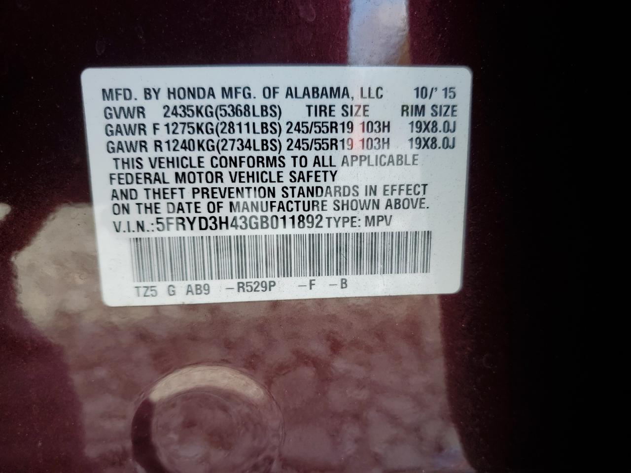 2016 Acura Mdx Technology VIN: 5FRYD3H43GB011892 Lot: 82477875