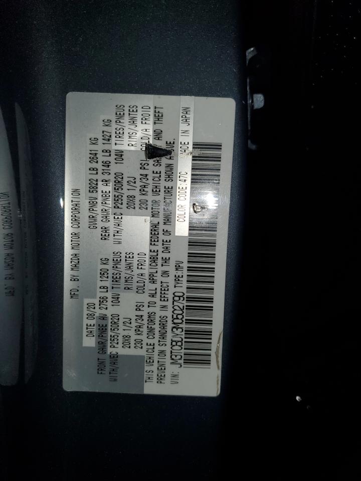 2021 Mazda Cx-9 Grand Touring VIN: JM3TCBDY3M0502790 Lot: 90435885