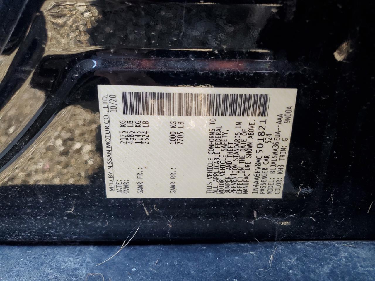 2021 Nissan Maxima Sr VIN: 1N4AA6EV8MC501821 Lot: 84929095