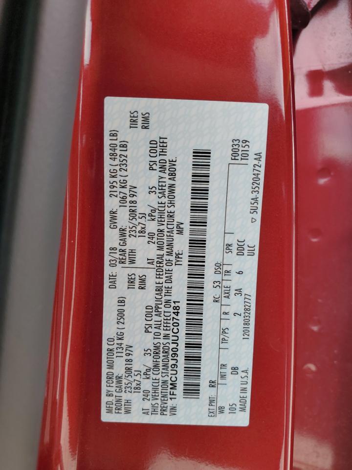 2018 Ford Escape Titanium VIN: 1FMCU9J90JUC07481 Lot: 87244265