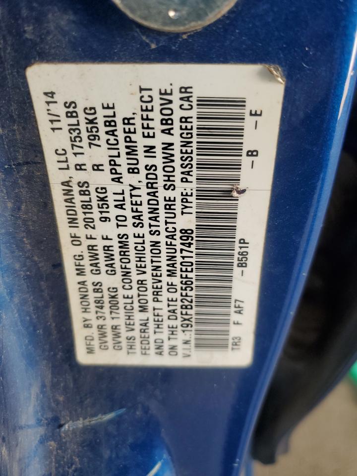 2015 Honda Civic Lx VIN: 19XFB2F56FE017498 Lot: 86128715