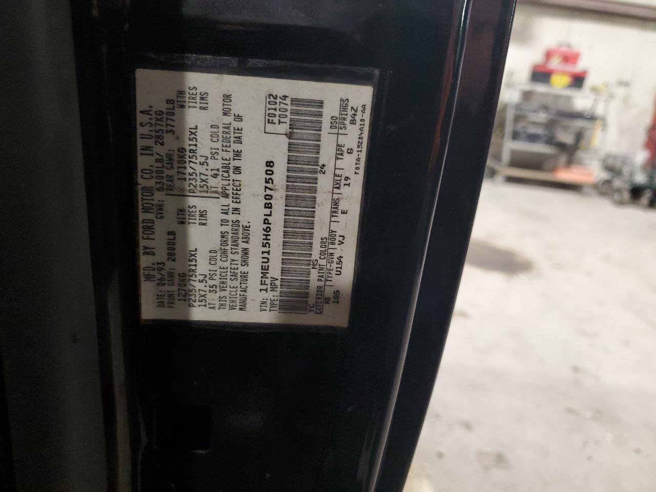 1993 Ford Bronco U100 VIN: 1FMEU15H6PLB07508 Lot: 82764315