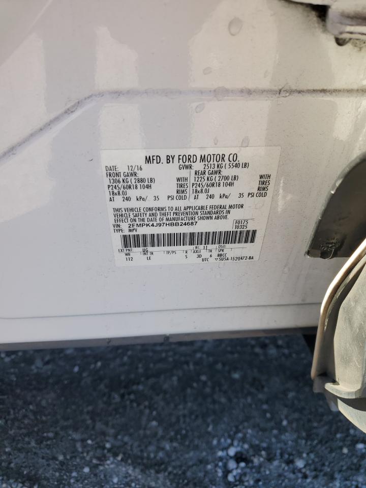 2017 Ford Edge Sel VIN: 2FMPK4J97HBB24687 Lot: 85135845