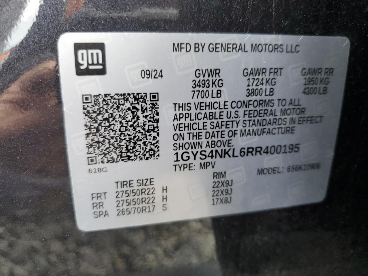 2024 Cadillac Escalade Esv Sport VIN: 1GYS4NKL6RR400195 Lot: 85828025