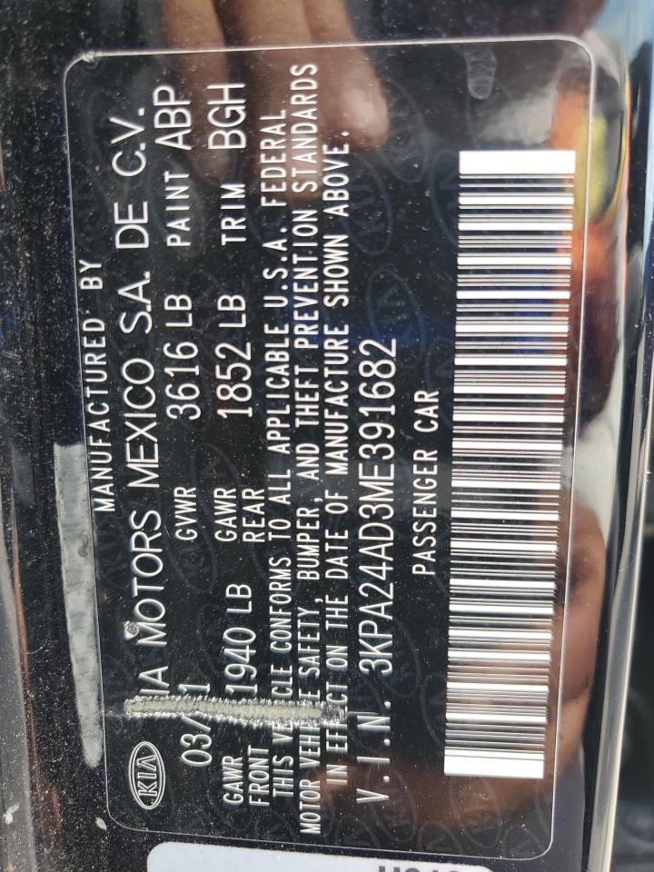 2021 Kia Rio Lx VIN: 3KPA24AD3ME391682 Lot: 90574955