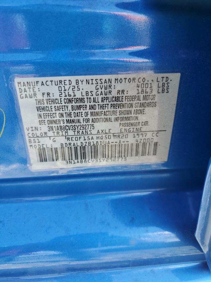 2025 Nissan Sentra Sv VIN: 3N1AB8CV3SY292775 Lot: 85011235