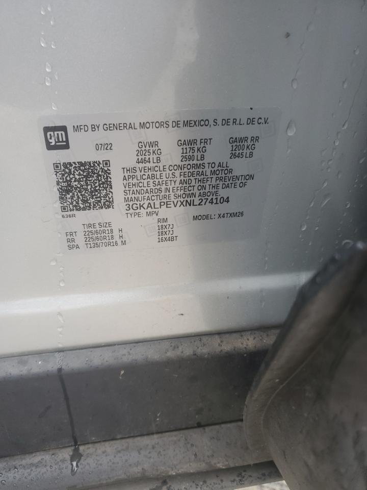 2022 GMC Terrain Slt VIN: 3GKALPEVXNL274104 Lot: 85105185