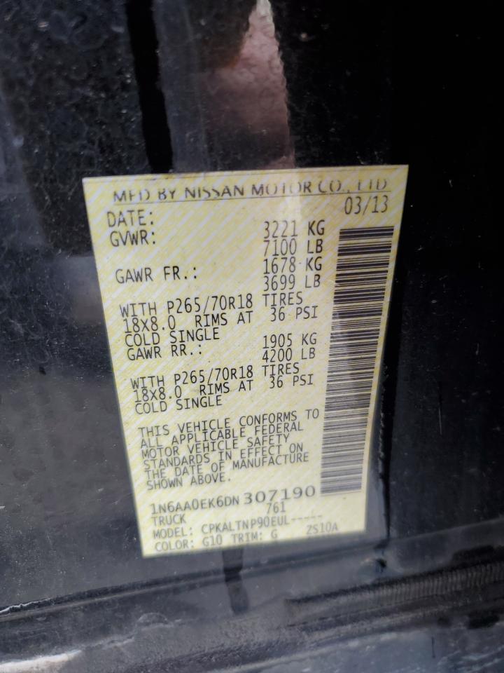 2013 Nissan Titan S VIN: 1N6AA0EK6DN307190 Lot: 85579975