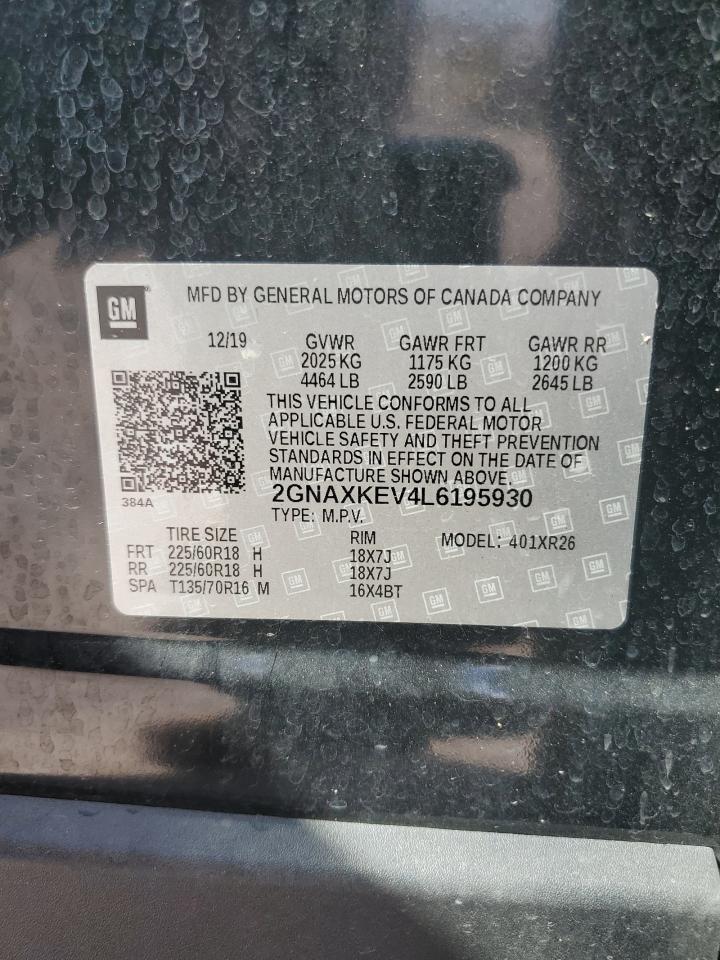 2020 Chevrolet Equinox Lt VIN: 2GNAXKEV4L6195930 Lot: 84578275