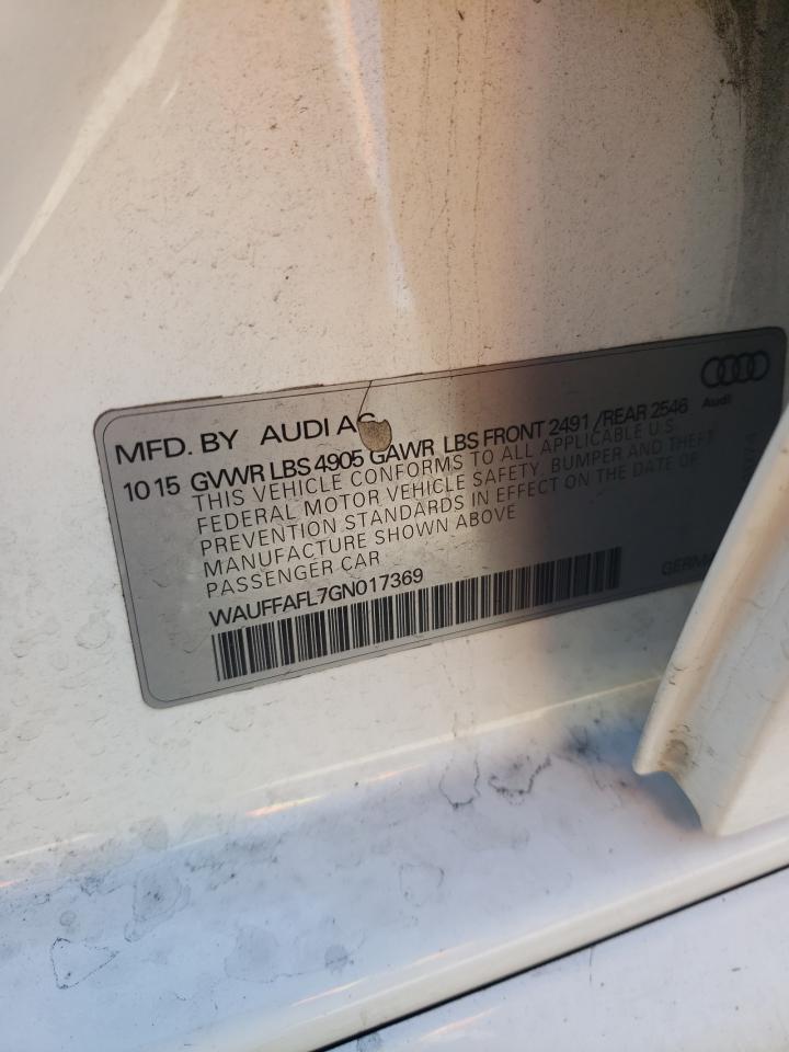 2016 Audi A4 Premium Plus S-Line VIN: WAUFFAFL7GN017369 Lot: 85587215