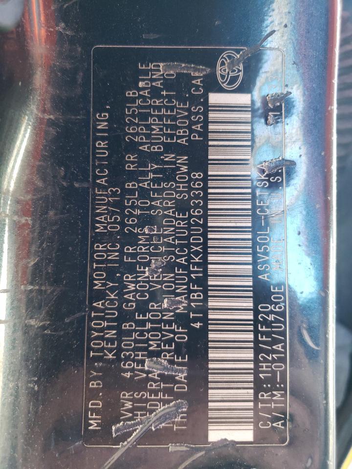 2013 Toyota Camry L VIN: 4T1BF1FKXDU263368 Lot: 84974015