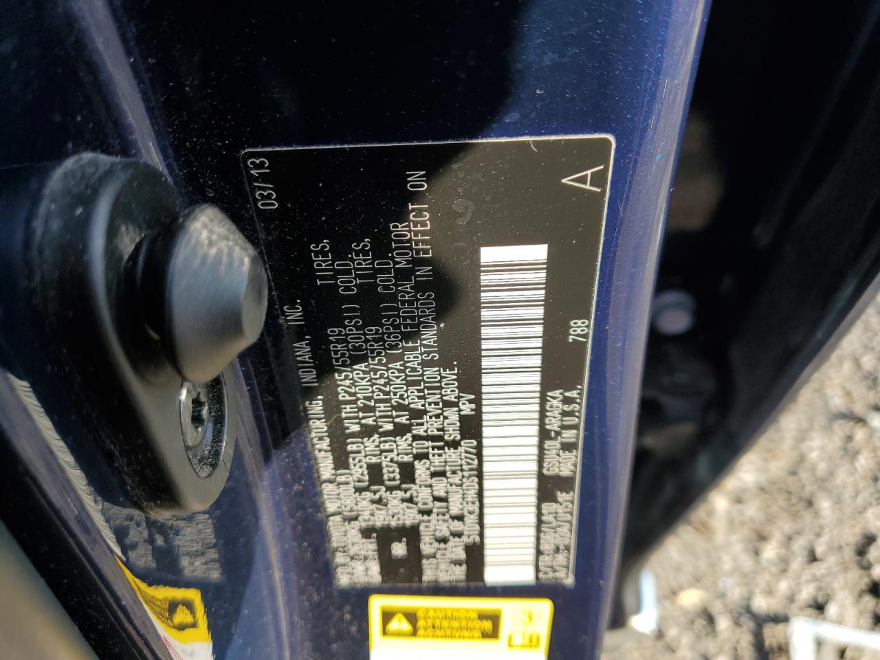 2013 Toyota Highlander Limited VIN: 5TDYK3EH4DS112770 Lot: 84450255