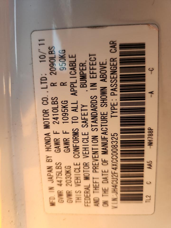 2012 Acura Tsx VIN: JH4CU2F4XCC008325 Lot: 87069205