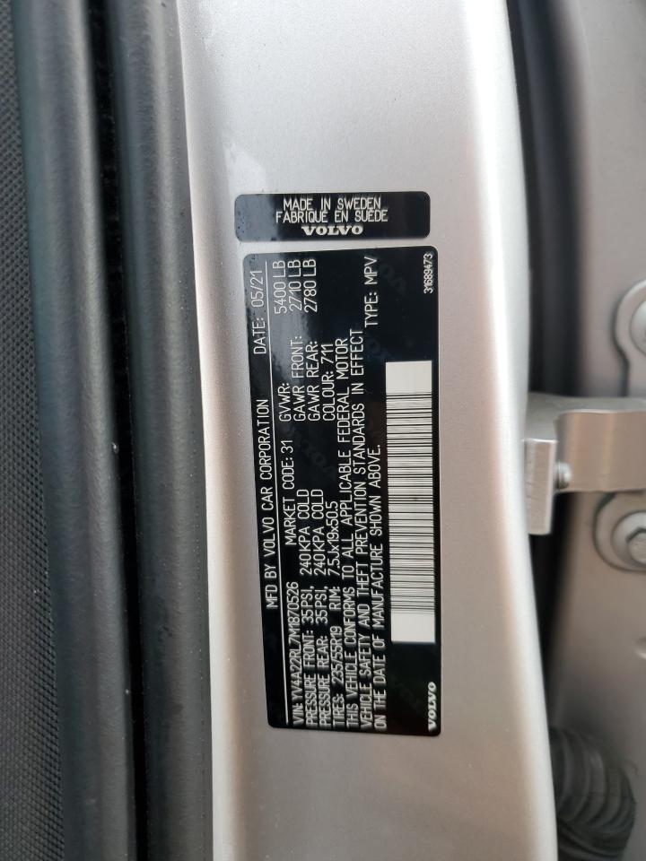 2021 Volvo Xc60 T6 Inscription VIN: YV4A22RL7M1870526 Lot: 86306195