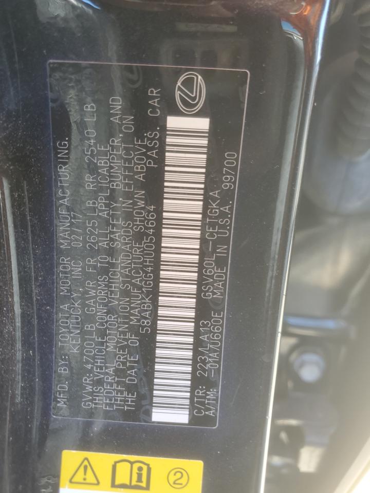 2017 Lexus Es 350 VIN: 58ABK1GG4HU054664 Lot: 82298085