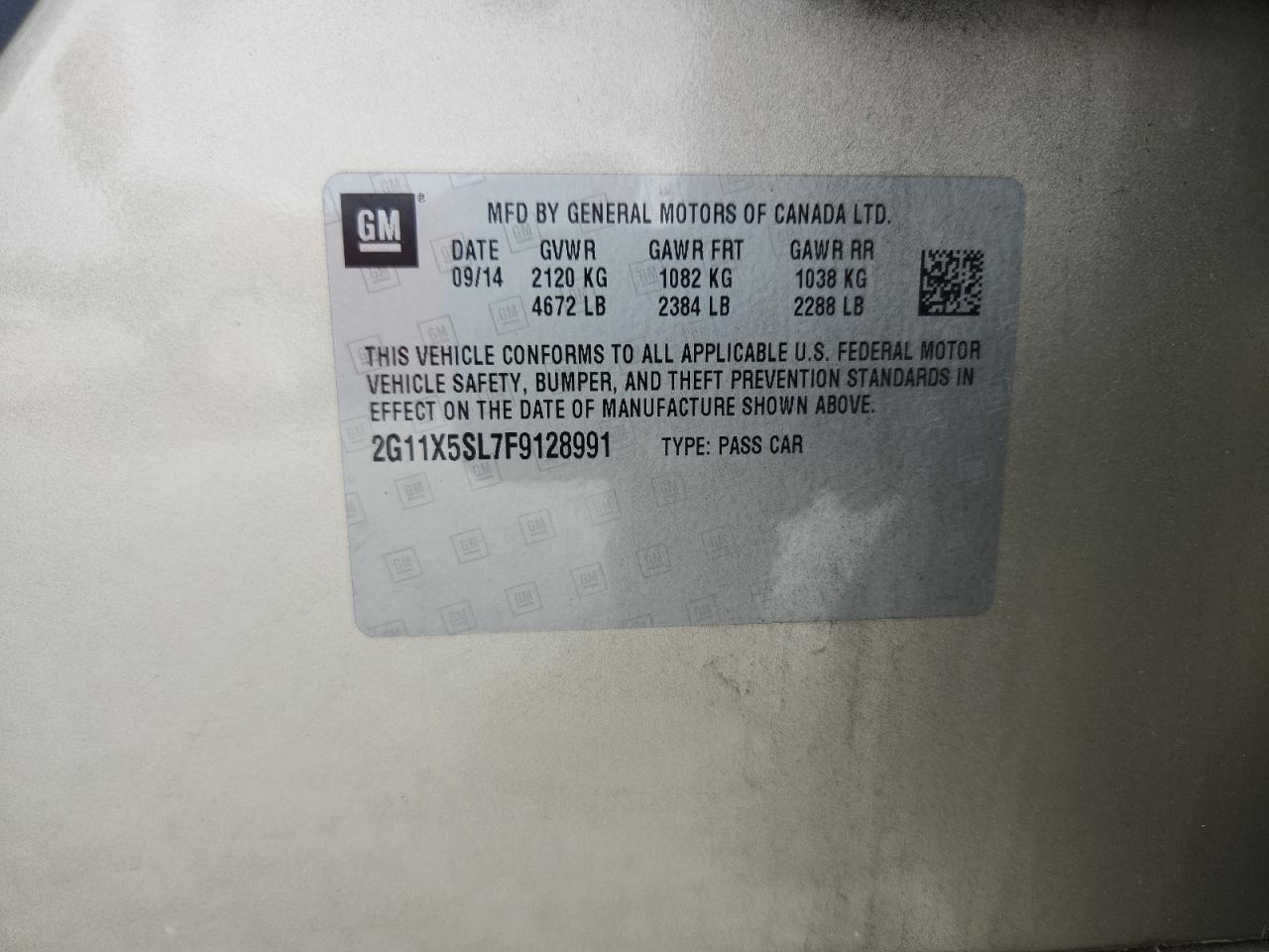 2015 Chevrolet Impala Ls VIN: 2G11X5SL7F9128991 Lot: 84977325