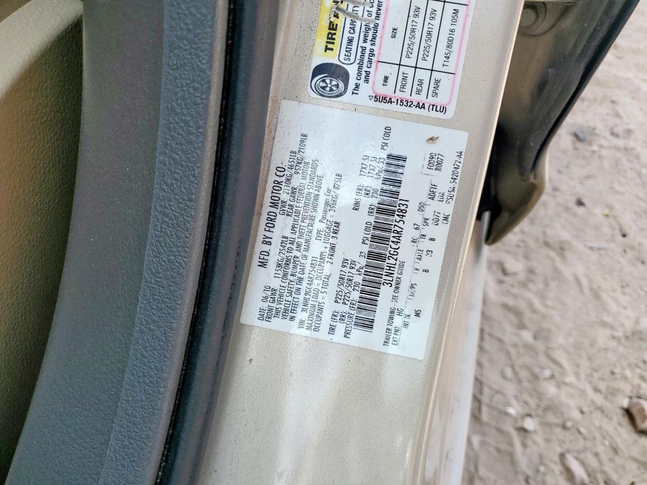 2010 Lincoln Mkz VIN: 3LNHL2GC4AR754831 Lot: 85702745