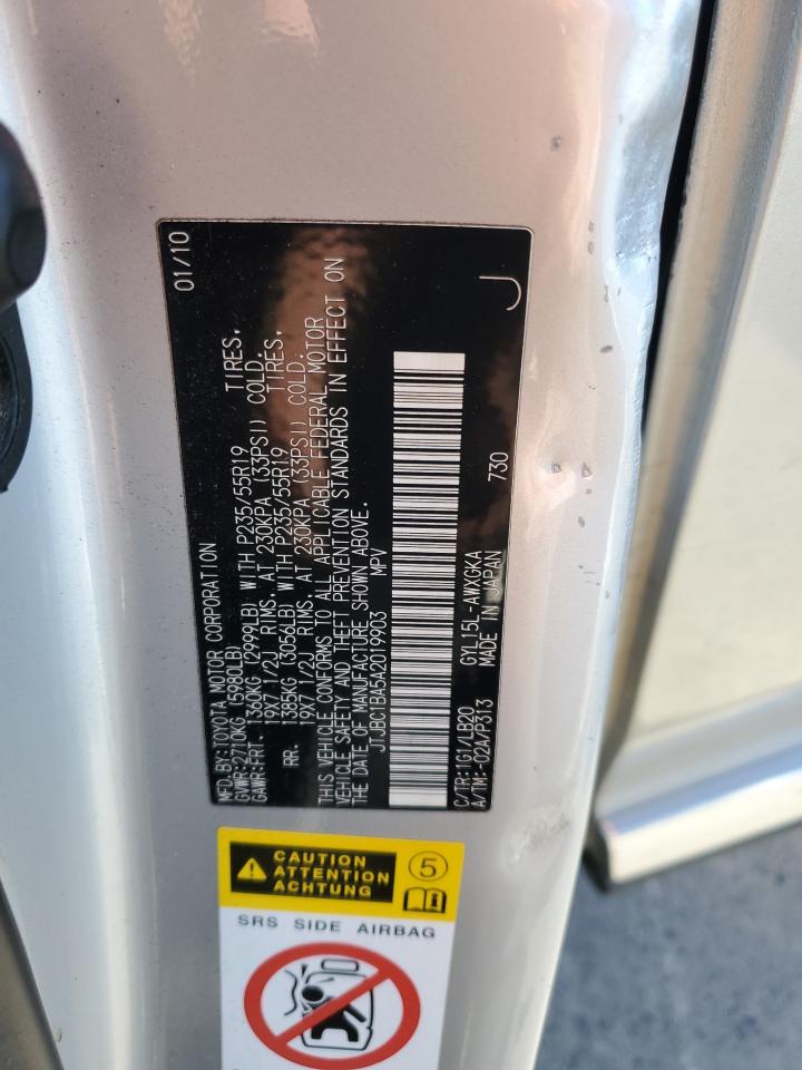 2010 Lexus Rx 450H VIN: JTJBC1BA5A2019903 Lot: 86167135