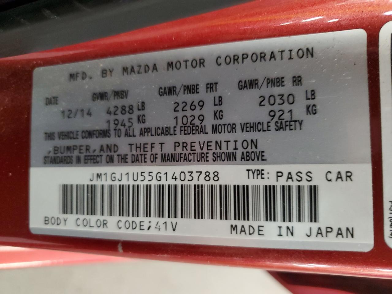 2016 Mazda 6 Sport VIN: JM1GJ1U55G1403788 Lot: 90278055