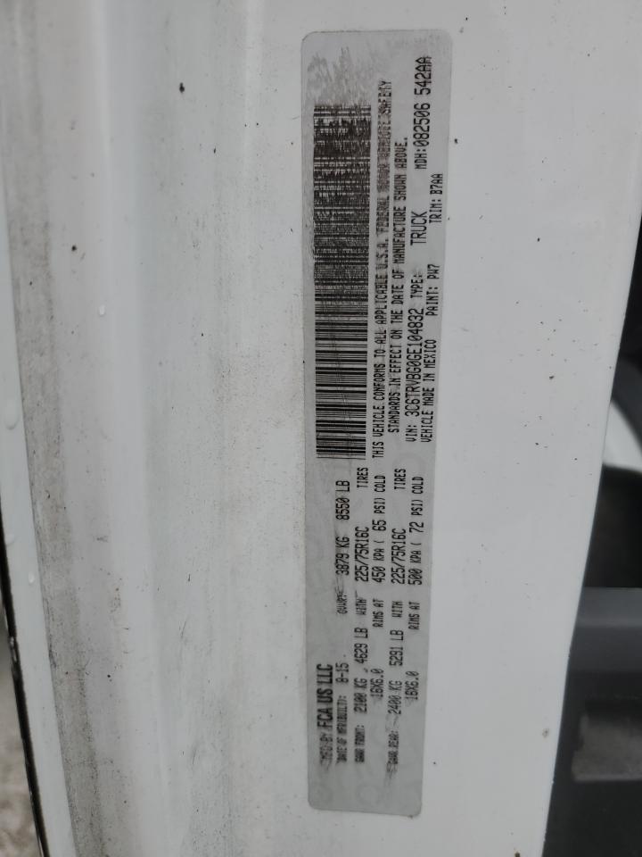 2016 Ram Promaster 1500 1500 High VIN: 3C6TRVBG0GE104832 Lot: 85128205